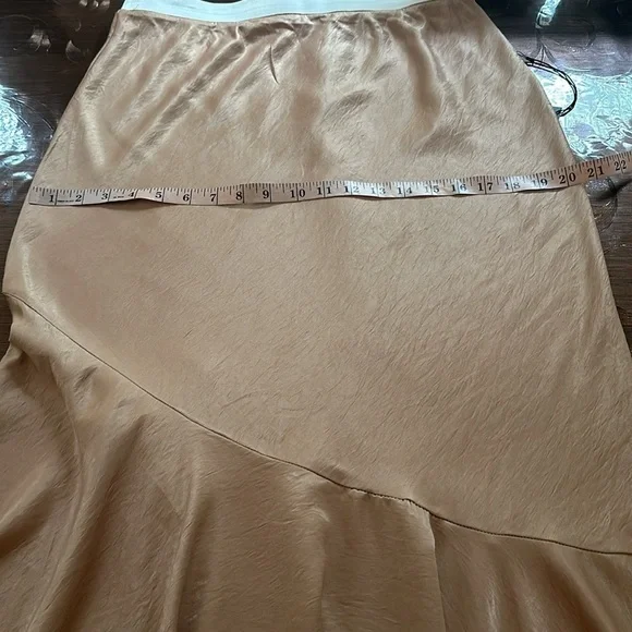 Tan Maxi Trumpet Skirt with Asymmetrical Ruffles - Picture 6 of 9